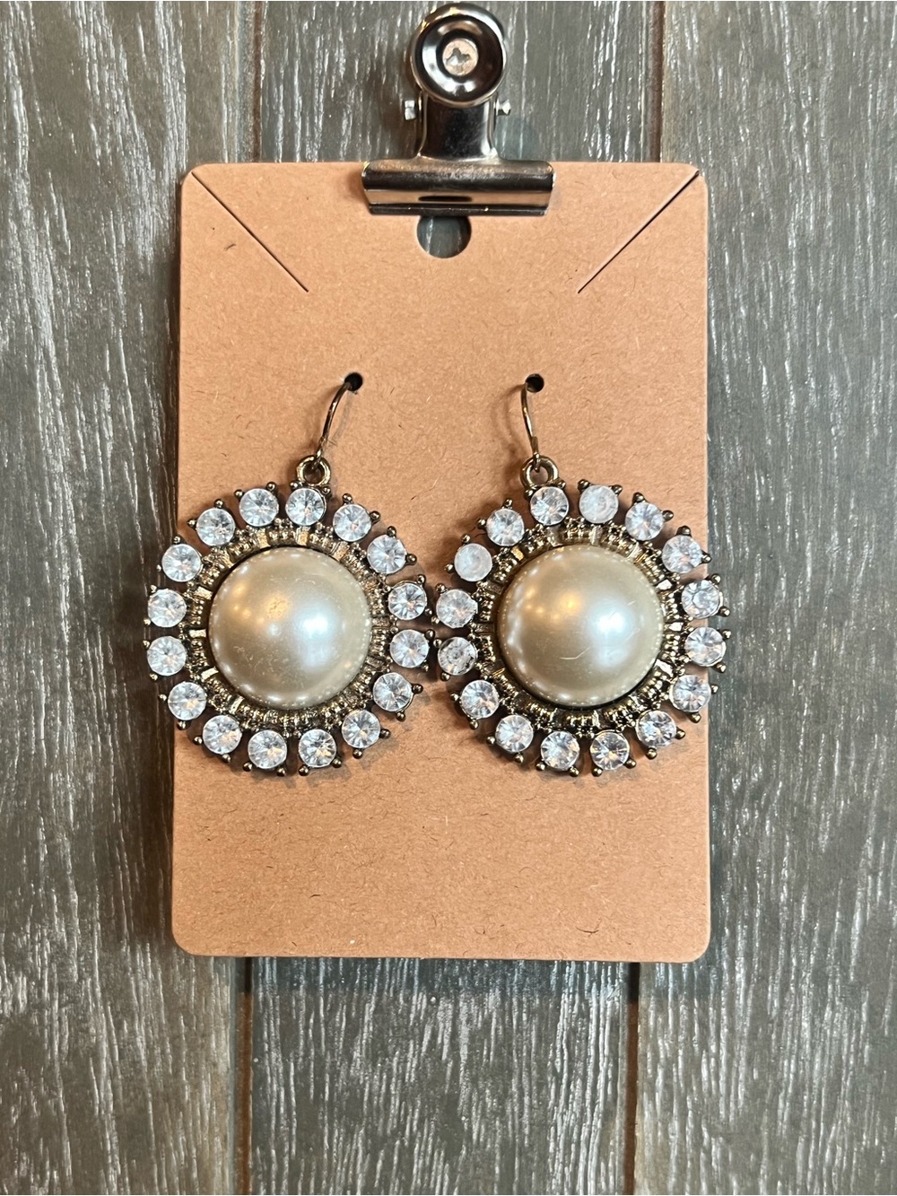 Vintage Pearl Center Crystal Halo Drop Earrings - White